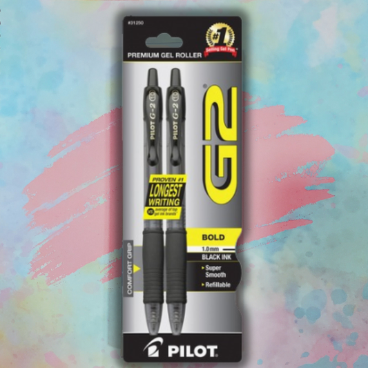 Pilot G-2 Premium Gel Pens- Bold Point (1.0 mm), Black, 2-Pack